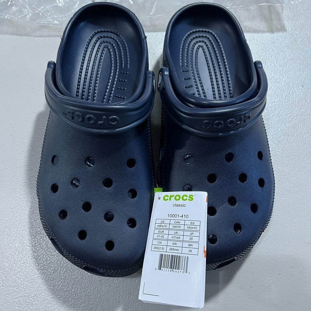Crocs Classic Clog Unisex Men's 8 Women's 10 Navy Blue Sandal Shoes New 10001
